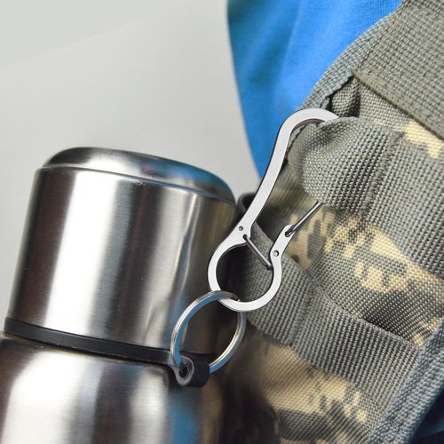 TONIFE Carabiner Clip 2-Pack, Stainless Steel Carabiner Keychain, Spring Snap Hook for Dog Leash and Key Ring (MT2803 Polishing*2)