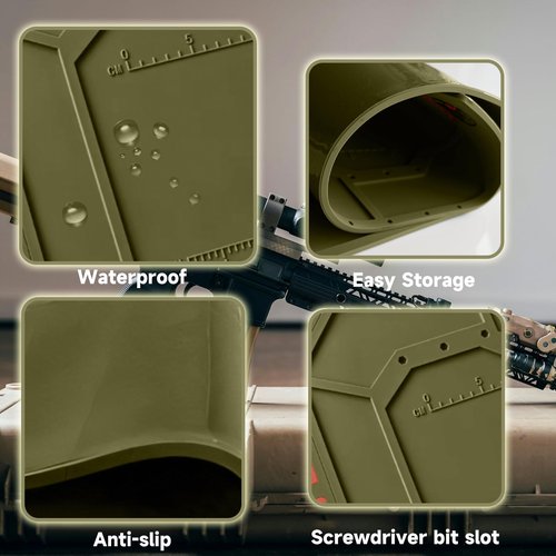 Cazacomzy Gun Cleaning Mat with Magnetic Tool Stand, Complete Rifle Cleaning Kit for Pistol and Shotgu,Durable Gun Mat, Ideal for Gun Accessories,Glock, Ar-15,Gift for Dad,Green
