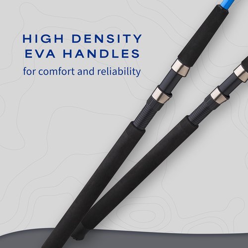 Shakespeare Tiger Spinning Rod, 7' 2-Piece Fishing Rod, Tubular Fiberglass Rod Blank Construction, Comfortable and Durable EVA Handle