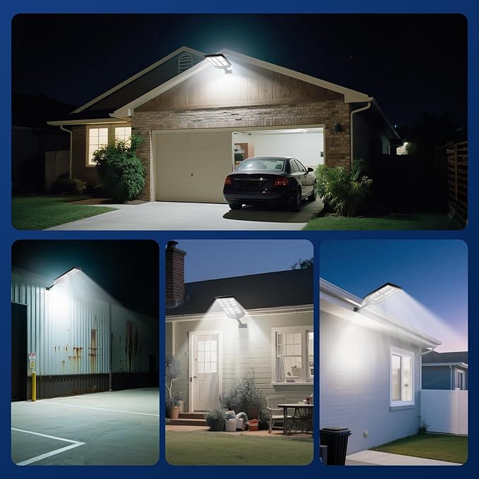Solar Street Lights Outdoor, 10000K Ultra Bright LED, Waterproof IP65, Motion Sensor, Dusk to Dawn, Suitable for Commercial Area, Parking Lot, with Anti Broken Remote Control Mounting Bracket, 2 Pack