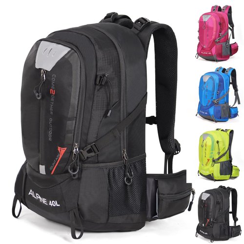 MIAZIB Hiking Backpack Camping 40L Outdoor Daypack Lightweight Travel Backpack with Rain Cover for Women Men (Black)