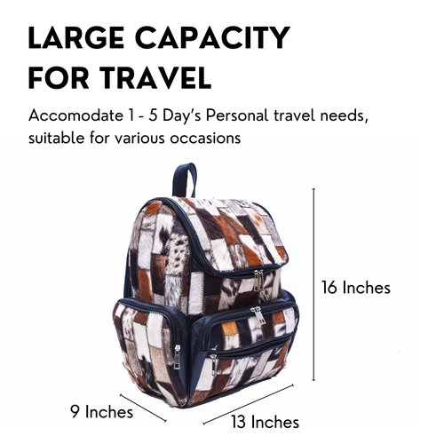 CHAYELL Small Cowhide Backpack for Women & Men, Water-Resistant with Reinforced Stitch, Reliable Travel Partner for Flight, Road Trip, & Outdoor Adventure, Stylish Leather Cowhide Diaper Bag Backpack