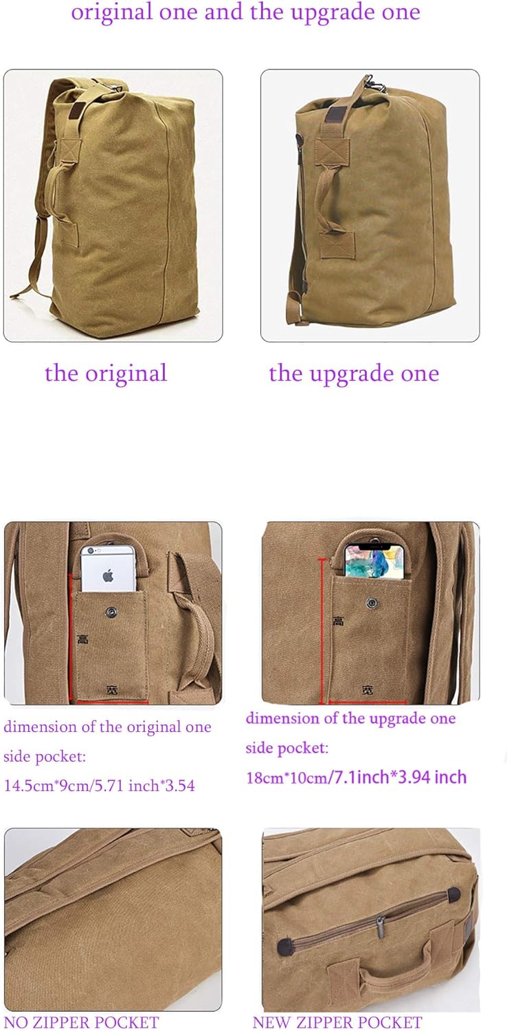 Military Duffel Bag Top Load Double Strap Canvas Backpack Army Travel Big Size