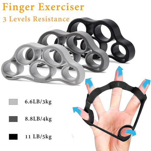 QTZFKFLHD Grip Strength Trainer with Forearm Strengthener, Hand Grip Strengthener, Hand Extension Exerciser, Stress Relief Ball and Hand Grip Strengthener for Muscle Building and Injury Recover(7 PCS) (black-gray)