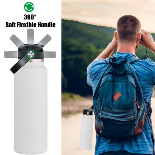 Upgraded for Hydroflask Straw Lid Replacement 32 oz 40 oz - Flex Handle Straw Cap for Thermoflask, Simple Modern, Iron Flask Lid Replacement, Top Detachable Gasket Easy to Clean, BPA Free