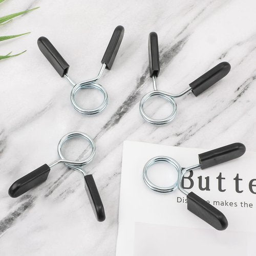 PEUTIER 4pcs 2 Inch Barbell Clamps, Stainless Steel Spring Collar Clips Weight Bar Clamps Dumbbell Barbell Handle Locking Clip for Weightlifting Strength Gym Fitness Training Accessories