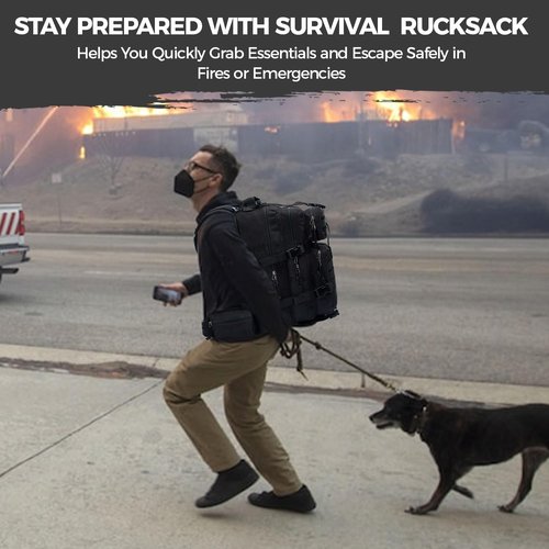 MIRACOL Tactical Emergency Survival Backpack- 35L Go Bag Survival Backpack with MOLLE System - Heavy Duty Military Gear for Wildfire Disaster Preparedness Camouflage Green