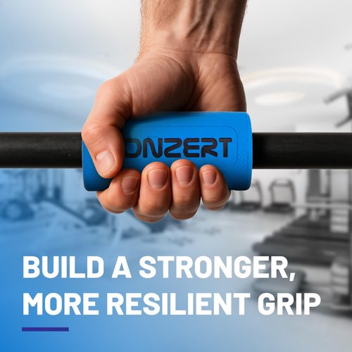 Konzert Grip Strength Trainer - Dumbbell & Bar Grips for Lifting, Forearm Training, Pull Up Handles, Weightlifting Workout Equipment, Thick Rubber Grips, Barbell Attachments, Gym Workout Gripper