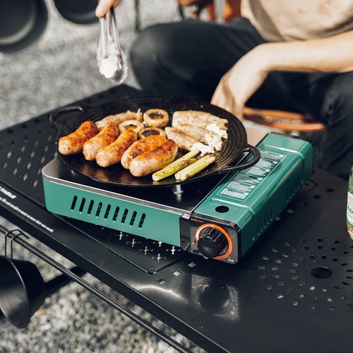 ONLYFIRE Butane Stove with Carrying Case, Portable Camping Stove, 13.5x11in Compact Backpacking Camp Stove for Camping, Hiking, RV Trip, Breakfast, Hotpot and Emergency, 6900BTU, Green GS347