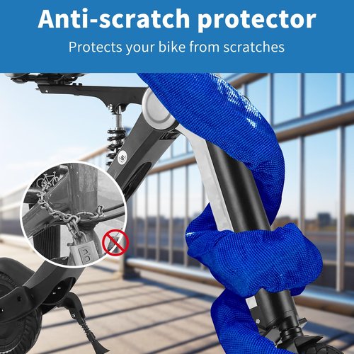 Heavy Duty Scooter Lock - Anti-Theft Handcuff Chain Lock with 3 Keys for Electric Scooters, E-Bikes, Motorcycles, Balance Bikes - Durable Security System for Scooter Accessories, Blue