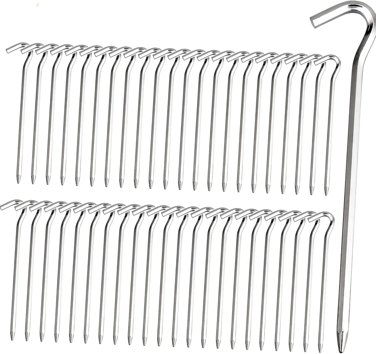 Tent Pegs - Aluminium Tent Stakes Pegs with Hook - 7’’ Hexagon Rod Stakes Nail Spike Garden Stakes Camping Pegs for Pitching Camping Tent, Canopies