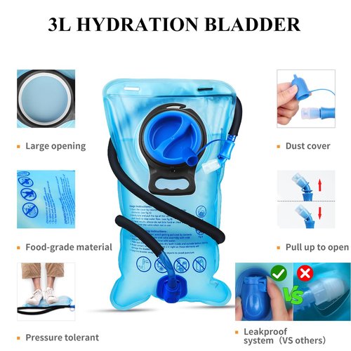 NONSAR Hydration Backpack, Hiking Backpack with 3L Water Bladder, Lightweight Insulation Hydration Pack, Water Backpack for Hiking, Cycling, Running, Festival, Camping for Men Women