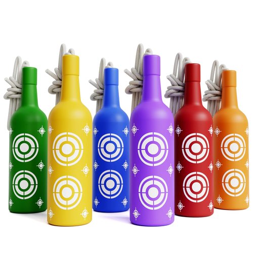 DUHARS 6 Pack Plastic Bottles Shooting Targets, Resetting Targets for Shooting Range, with Rope for Firearm Target Practice, Reactive Targets Outdoor, Backyard, Indoor, Portable