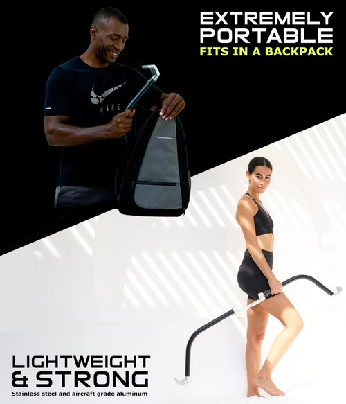 EVO Bow - All in One Portable Home Gym System | Compact Strength Training and Exercise Equipment for Travel with Notched Resistance Bands for Full Body Training and Weighted Pushups | 300lbs (Ultra)