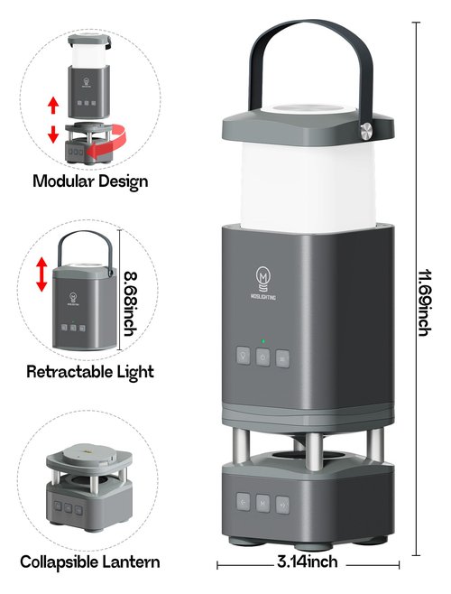 MOSLIGHTING LED Camping Lantern Rechargeable, LED Lanterns with Bluetooth Speaker, RGB Camping Light, 10000mAh, 4 Lighting Modes, IP44 Waterproof, Portable Lanterns for Power Outage
