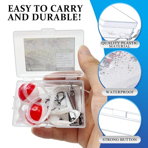 yasuwekik Mini Fishing Kits Bulk for Kids Small Survival Fishing Kit Portable Fishing Tackle Fishing Accessories Fishing Gear with Case for Beginner Christmas Shoebox Stocking Stuffer Gift (100)