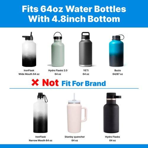 Bluwing Protective Silicone Boot Bottom for 64oz Hydro Flask Water Bottles, Anti-Slip Bottom Sleeve Cover Bumper, BPA Free（Black）