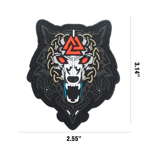ATHIPATCHES Military Morale Patches - Norse Viking Set of 4 Pieces: Wolf, Thor Hammer Mjolnir, Odin Valknut Symbol Celtic Art, PVC Rubber Tactical Emblem with Hook and Loop Fastener Backing