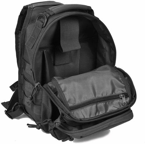 FAMI Tactical Sling Bag Pack Military Rover Shoulder Backpack EDC Assault Range Bag, Water-Resistant with Flag Patch