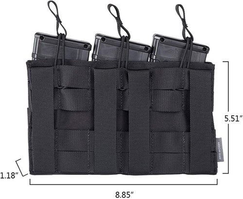 IDOGEAR Open-Top Triple Mag Pouch 5.56mm MOLLE Mag Pouch Multi-Purpose Magazine Holder for Outdoor Sports