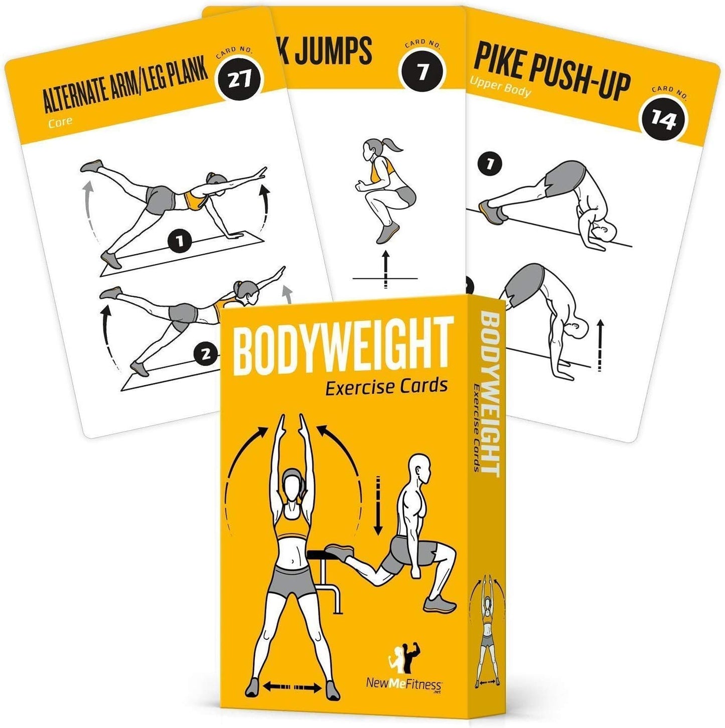 NewMe Fitness Yoga Pose Workout Cards, Instructional Fitness Deck for Women & Men, Beginner Fitness Guide to Training Exercises at Home or Gym