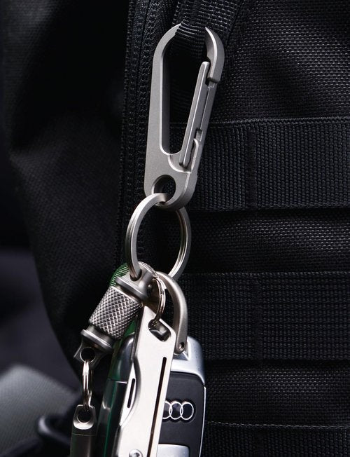 TIKEY Key Clip for Belt,Anti-Lost Quick Release Key Chain,Heavy Duty Keychain Carabiner Clip for Keys,Key Ring Hook (Titanium-Gray)