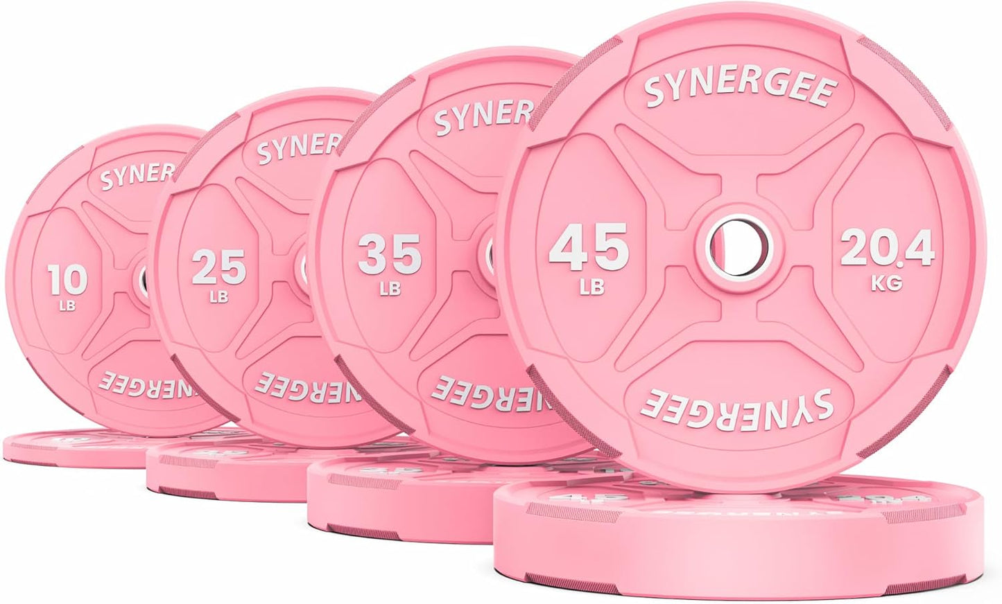 Synergee Bumper Plates – Durable Olympic Weight Plates, Low-Bounce Rubber for Strength Training, Powerlifting, and Functional Workouts.