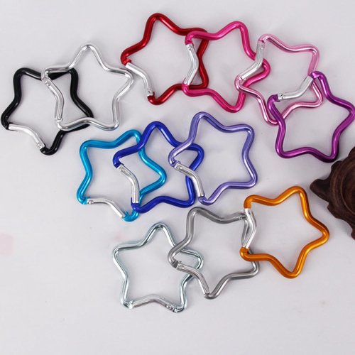 2Pcs Locking Carabiner Aluminum Alloy Carabiner Hook Keychain Hook Clips Locking Carabiner Hiking Clips with Spring Snap Lock Five Pointed Star Carabiner, Camping Tent Accessories