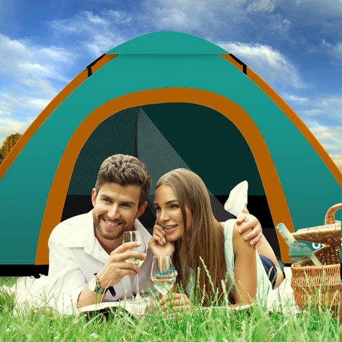 URPRO Portable Camping Tent, 2 Person Lightweight, Waterproof Windproof, UV Protection for Outdoor Orange & Green US