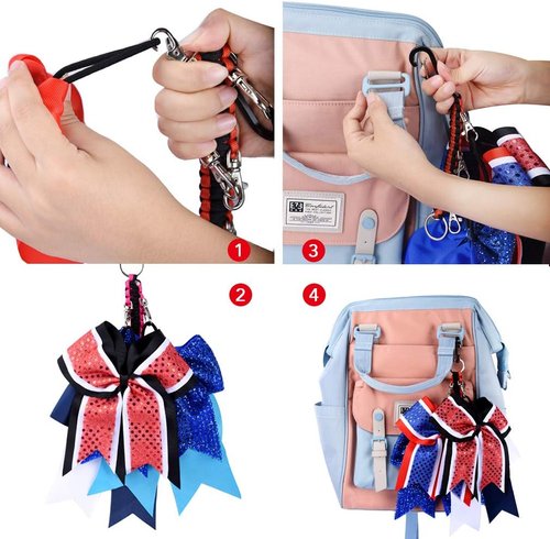 DEEKA Paracord Handmade Cheer Bows Holder for Cheerleading Teen Girls High School College Sports