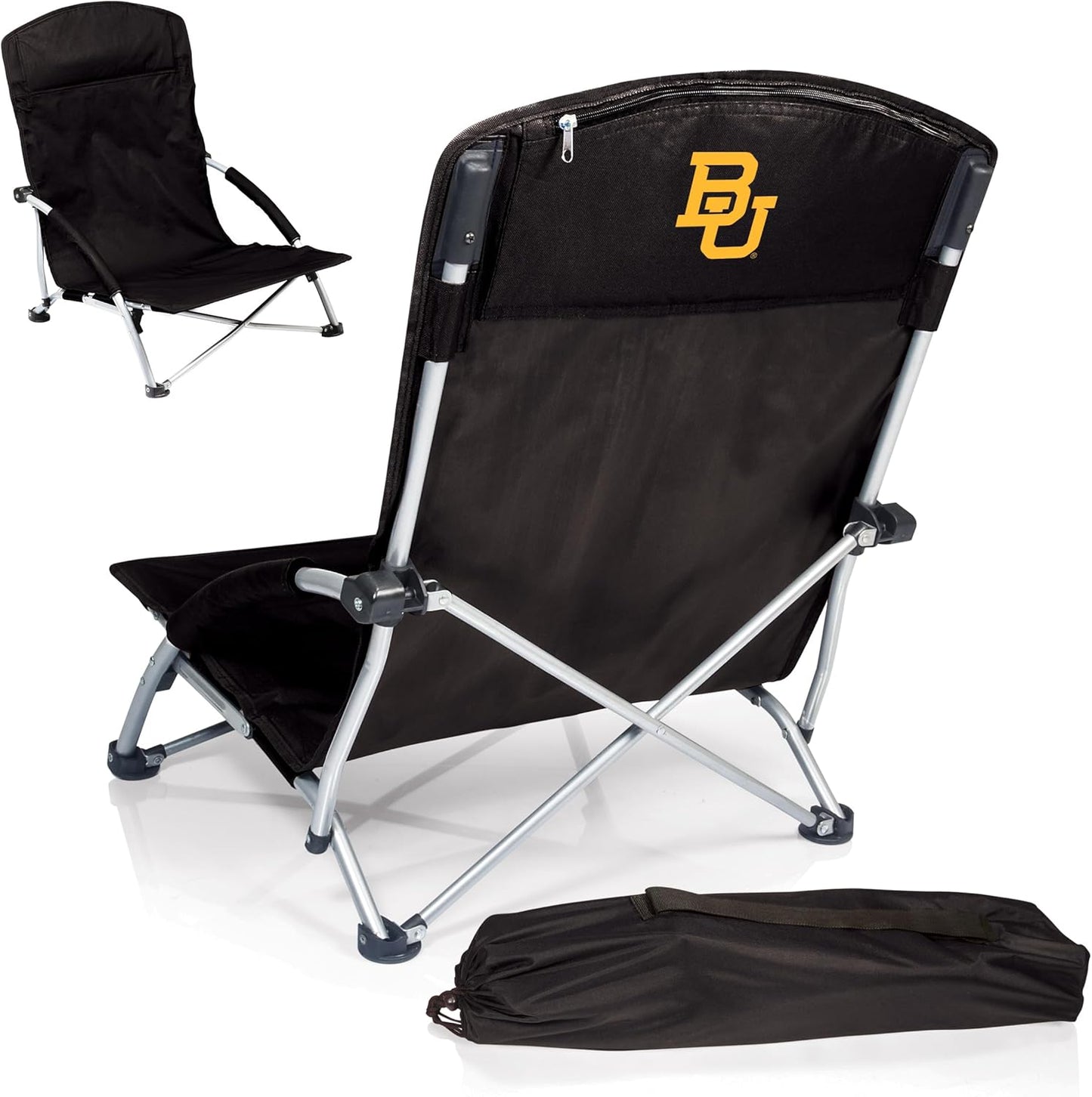 PICNIC TIME NCAA Tranquility Beach Chair with Carry Bag - Low Beach Chair for Adults - Low Lawn Chair