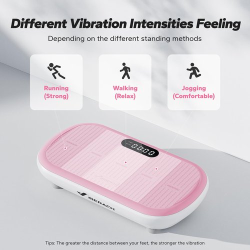 MERACH Vibration Plate Exercise Machine, Vibration Plate 440 Lbs Capacity, Bluetooth and Silicone Pedal, Stimulate Deep Fat, Vibration Plate for Lymphatic Drainage, Vibrating for Weight Loss (Pink)