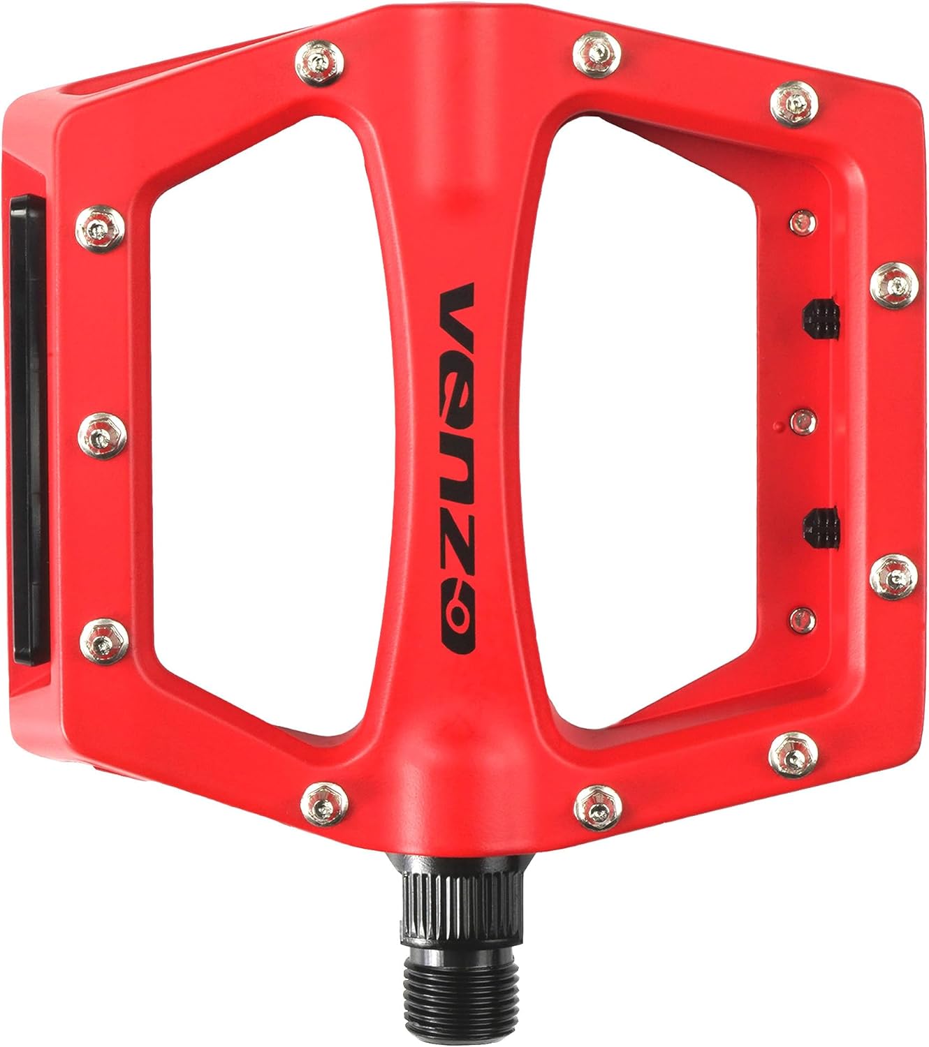 Venzo BMX MTB Bike Pedals with Removable Reflectors - Large Flat Platform Anti-Skid Cycling Pedals - White Color with Die-Cast Aluminium Body 9/16" Cr-Mo Axle - Great for Mountain Bikes BMXs