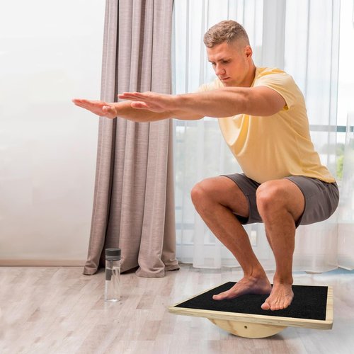 Balance Board Professional Wobble Board for Adults Anti-Slip for Physical Therapy Standing Desk Core Strength Wooden Rocker Board(350LBS) (Balance Board)