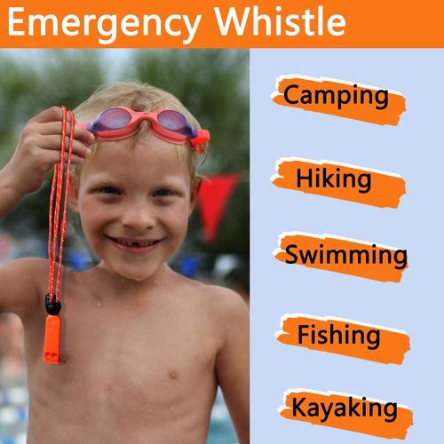 Amzonly Emergency Whistle, 120db Safety Whistle Survival Shrill Loud for Camping Hiking Hunting Boating Fishing Life Vest Jacket Rescue Signaling Kids Lifeguard 5 Pack