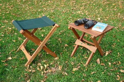 BYER OF MAINE Pangean Folding Stool – Canvas Camp & Wood Camp Stool for Portable & Outdoor Seating in Natural Color