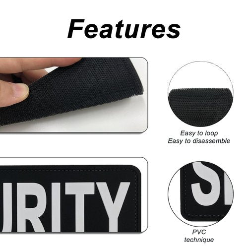 uuKen Large Security Patch PVC Patch 8.5x3 inches with Hook Fastener Back for Vest Clothing (All Black and White,Large 8.5"×3")