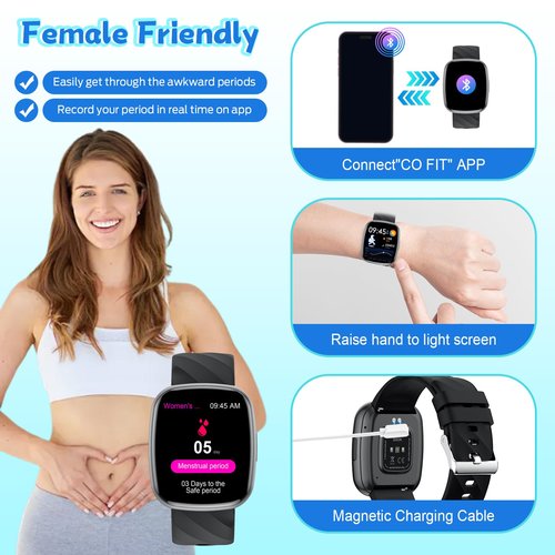 Smart Watch for Kids, Fitness Tracker with Pedometer, 100+ Sport Modes, Heart Rate, Sleep Monitor, Spo2, Calorie Step Counter, Fitness Watch 1.75"HD, Birthday Gifts for Girls Boys Teens 5-16 Black