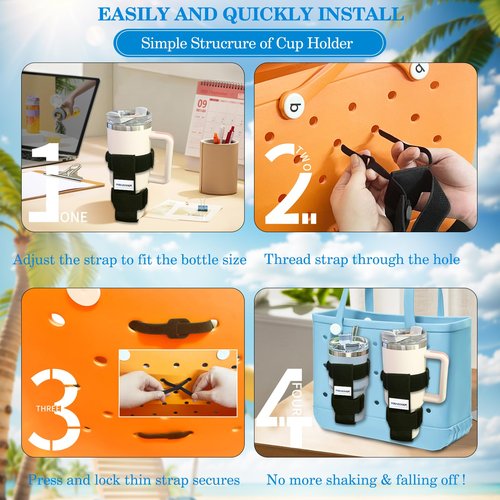 MISHANIER 1 Pack Bogg Bag Cup Holder for Stanley/Owala/Yeti - Fits 16-40oz, Adjustable Accessories Compatible with All Bogg Bag and Simple Modern Beach Tote