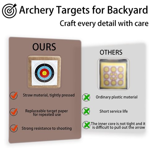 S F Archery Targets for Backyard with 20 pcs Archery Paper Targets and Arrow Puller Target Nail, Water Proof Straw Target for Youth Beginner Adult Outdoor Shooting Practice