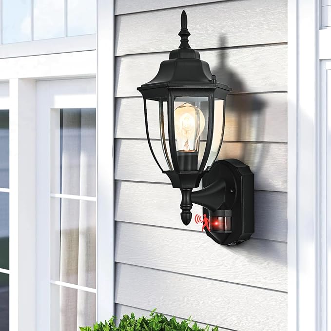 Porch Lights Outdoor Motion Sensor Wall Sconce Anti-Rust Aluminum, Exterior Outdoor Wall Lights Dusk to Dawn Porch Light Fixture Wall Mount for House Outside Patio 2Pack