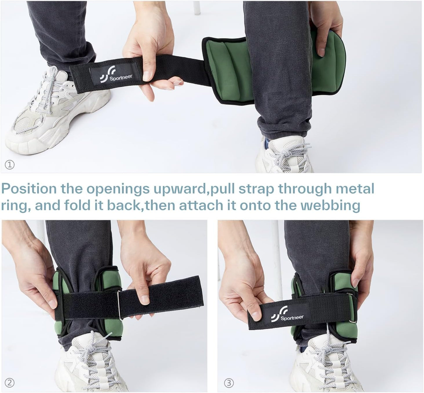 Sportneer Adjustable Ankle Weights for Women and Men 7 lbs/Pair Adjustable Leg Weights with Secure Straps, Strength Training Weighted for Yoga, Walking, Running, Aerobics, Gym, Physical Therapy