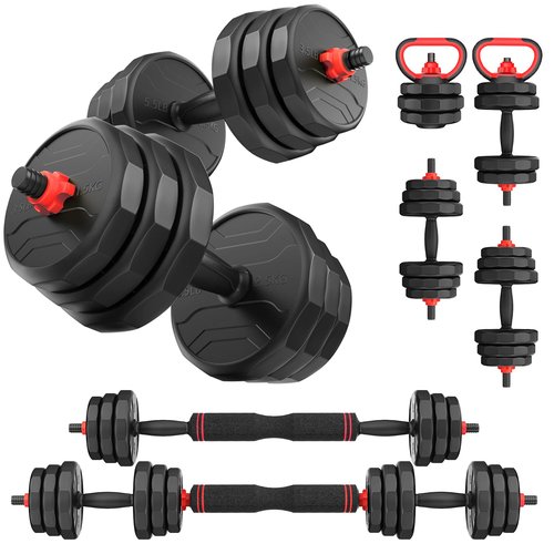 UKEEP Adjustable Dumbbell Set, 55/70/90lbs Free Weight Set with Connector, 3 in1 Dumbbells Set Used as Dumbbell/Barbell/Kettlebell, Fitness Exercises for Home Gym Suitable Men/Women