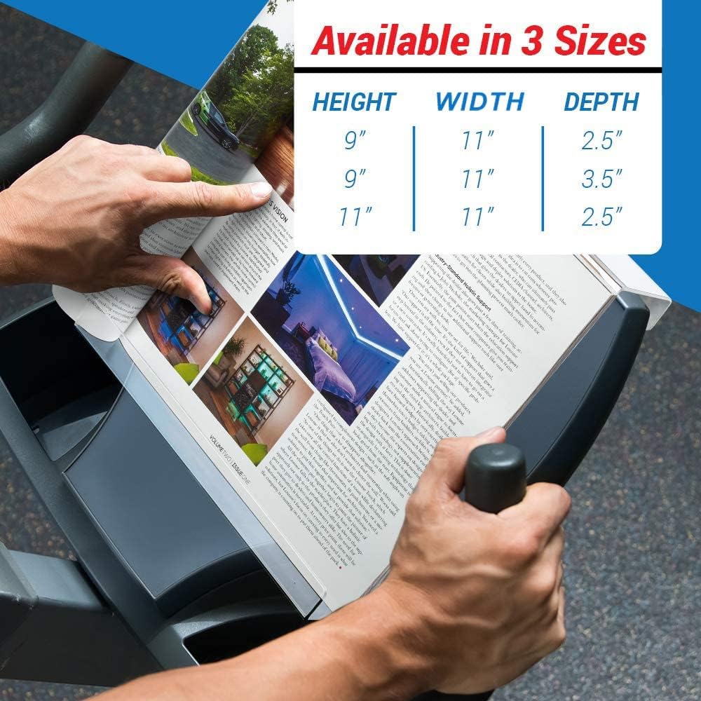 Treadmill Tablet Holder - Exercise Bike Reading Stand/Acrylic Book Holder for Ipad, Tablet, Magazines and Books (9 x 11 x 2.5)
