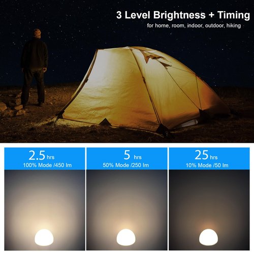 USB Rechargeable Light Bulbs with Remote Dimmable Timing 3000mAh Rechargeable Battery Portable LED Tent Light Bulbs for Home Emergency Camping Tent Hiking Hurricane Outage (Soft White 2 Pack)