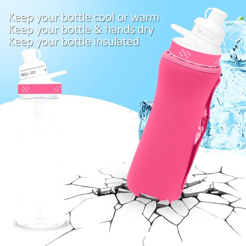 UWSTE 32oz Sleeve for Cirkul Water Bottle, 2Pcs Neoprene Insulated Cover Fits Plastic & Stainless Steel Bottles for Retaining Temperature (Pink)