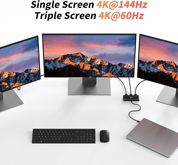 USB C to 3 HDMI Splitter MST Hub 3 Ports Single 4K 144Hz Triple 4K@60Hz DP Alt 1.4 Splitter Monitor Hdmi Splitter Extended Mode Support Extension (Windows Only)