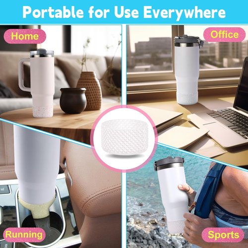 Desing Wish Glitter Diamond Silicone Boot Compatible with 20-40oz Stanley Tumbler Cup, Anti Hitting Water Bottle Boot for 12-24oz Hydr0 Flask, Thermoflask, Iron Flask 2.83'' Width (Tangerine Glitter)