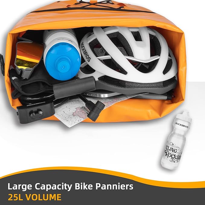 ROCKBROS Bike Panniers Waterproof Rear Rack Bag Max 30L Large Capacity for Cycling Traveling Commuting