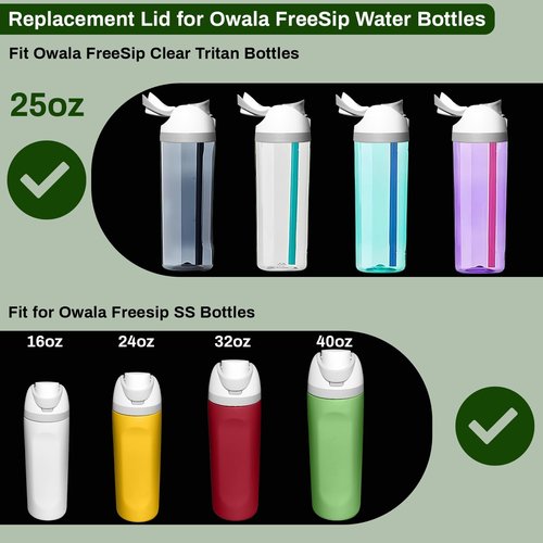 Replacement Cap Fit for Owala FreeSip Insulated Stainless Steel 16oz 24oz 32oz 40oz, Replacement Lid Fit for Owala FreeSip Clear Tritan Plastic Water Bottle (White)